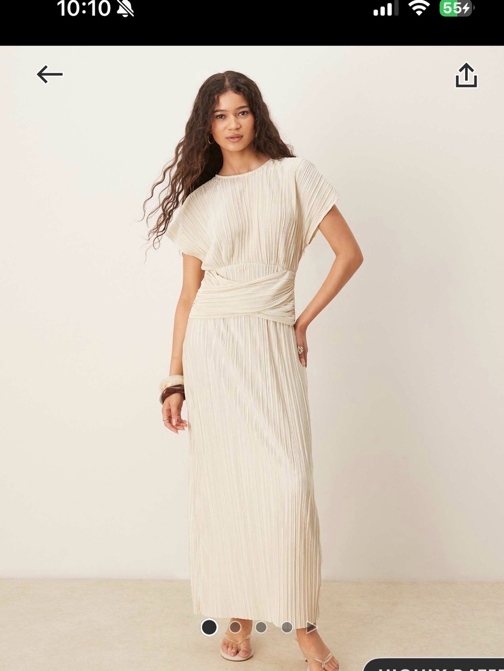 ASOS Cream Pleated Maxi Dress